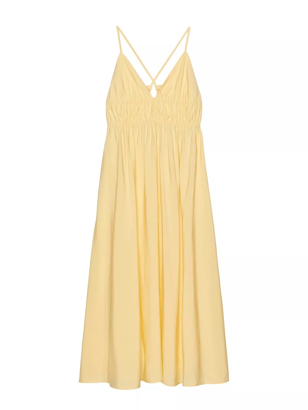 Zara Pale Yellow Strappy Midi Dress